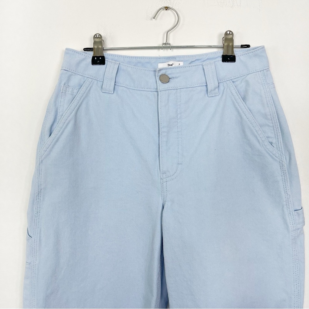 Aritzia TNA Light Blue Straight Leg 100% Cotton Cargo Pants Size 2 - Picture 2 of 15